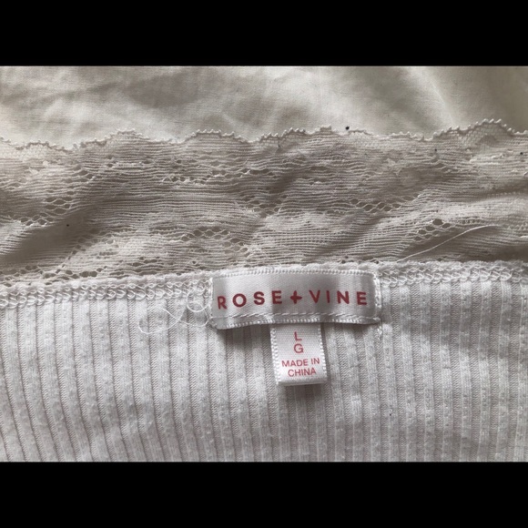 White Tank Top with Lace Trim - Picture 3 of 3